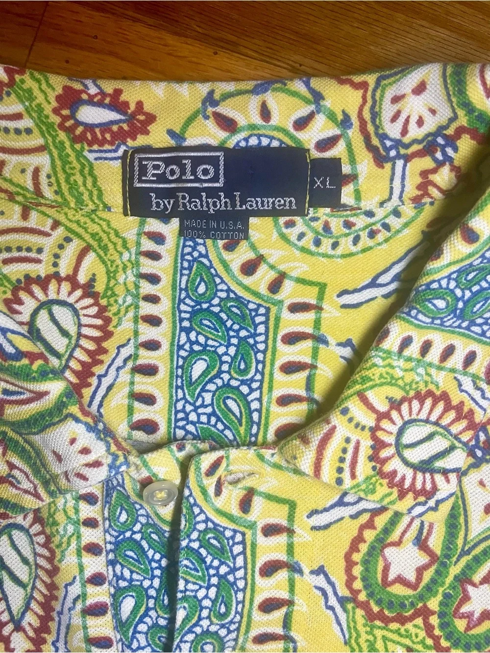 Rare Polo by Ralph Lauren Yellow Paisley Short-Sleeve button up shirt.